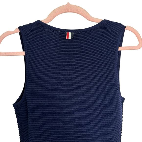 Thom Browne Navy Sleeveless Wool Blend Midi Sweater Dress - Picture 5 of 9